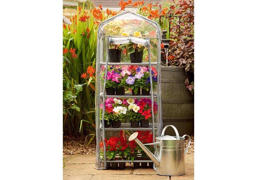 Mini Greenhouse With 3 Metal Shelvesand PVC Cover