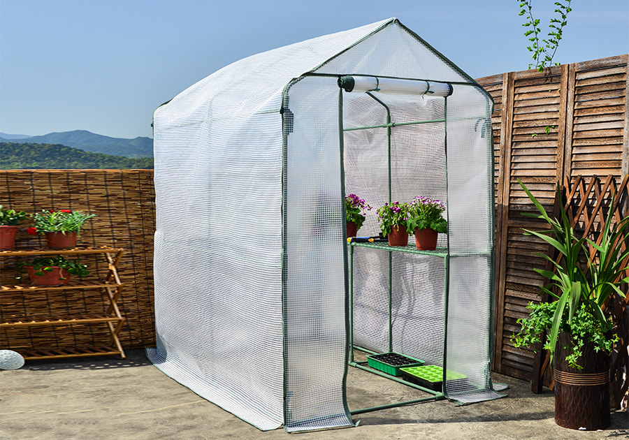 2 tier PE walk-in greenhouse