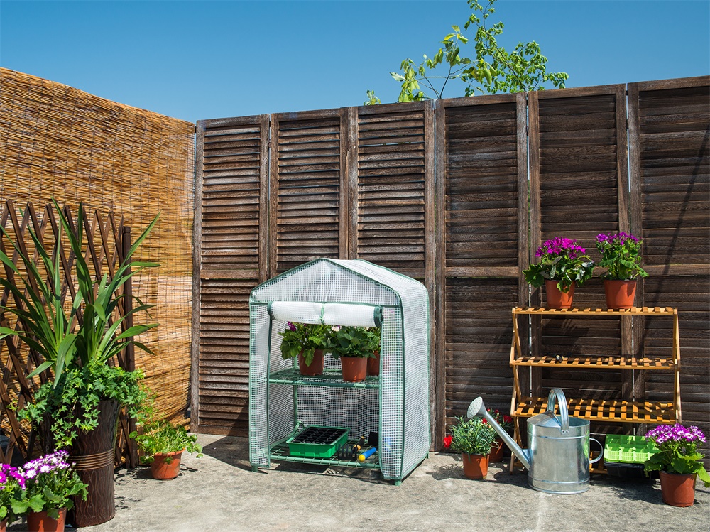 2-Tier PE Mini Greenhouse With 2 Shelves